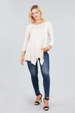 3/4 Sleeve Round Neck Rayon Spandex Flowy Top Loose Fit MT10973