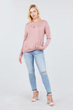 MT10979 Long Dolman Sleeve Top Round Neck Button Loose Fit