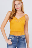 V-neck Lace Detail Ribbed Seamless CAMI TOP S-L T11392