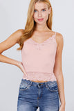 V-neck Lace Detail Ribbed Seamless CAMI TOP S-L T11392