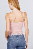 V-neck Lace Detail Ribbed Seamless CAMI TOP S-L T11392