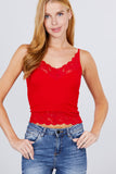 V-neck Lace Detail Ribbed Seamless CAMI TOP S-L T11392