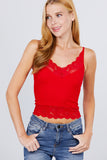 V-neck Lace Detail Ribbed Seamless CAMI TOP S-L T11392