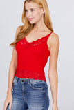 V-neck Lace Detail Ribbed Seamless CAMI TOP S-L T11392