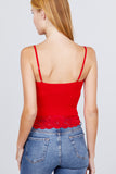 V-neck Lace Detail Ribbed Seamless CAMI TOP S-L T11392