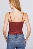 V-neck Lace Detail Ribbed Seamless CAMI TOP S-L T11392