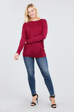 MT10979 Long Dolman Sleeve Top Round Neck Button Loose Fit