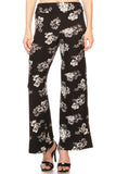 Floral Buttery Soft Foldover WIDE LEG PALAZZO Pants Black Navy