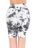 AM72443 Monotone Tie Dye Print Bike Shorts High Waist Foldover Waistband