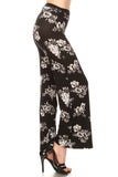 Floral Buttery Soft Foldover WIDE LEG PALAZZO Pants Black Navy