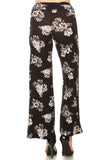 Floral Buttery Soft Foldover WIDE LEG PALAZZO Pants Black Navy