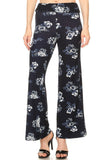 Floral Buttery Soft Foldover WIDE LEG PALAZZO Pants Black Navy