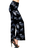 Floral Buttery Soft Foldover WIDE LEG PALAZZO Pants Black Navy