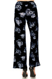 Floral Buttery Soft Foldover WIDE LEG PALAZZO Pants Black Navy